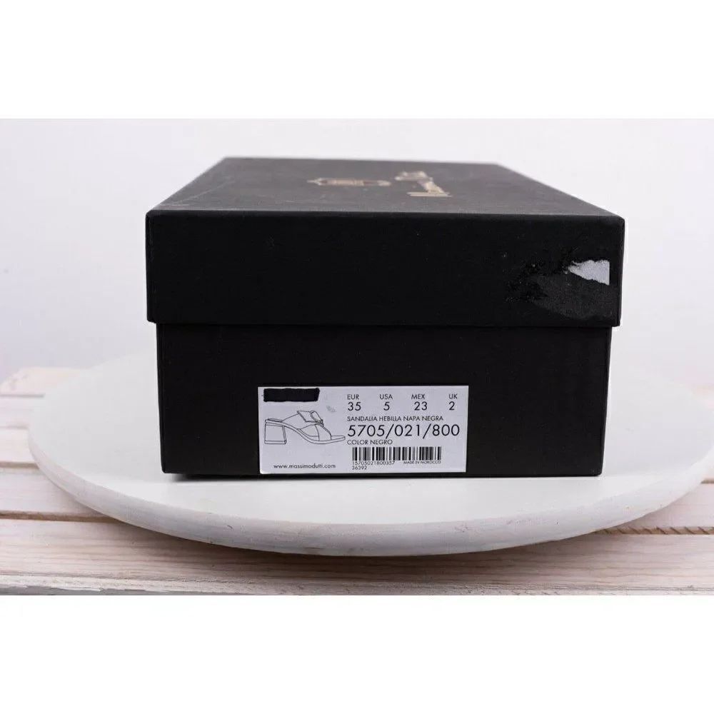 Massimo Dutti Womens Black Leather Buckled Sandals - Picture 8 of 8